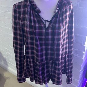 LOFT plaid swing top- size Medium